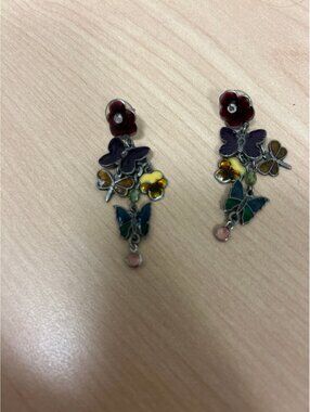 Fun Whimsical Multi Butterfly and Dragonfly Enamel Dangle Earrings